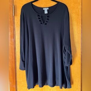 Catherines Black Ladder-Neck 3/4 Sleeve Tunic